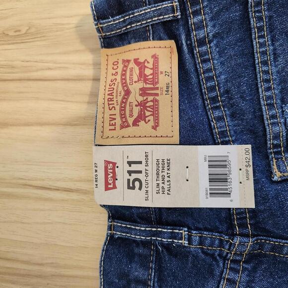 Levi's NEW Boy's Slim Cut-Off Denim Shorts Blue Size 14 - Picture 4 of 8